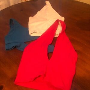 Three summery halter tops , one garage and two Zara all small